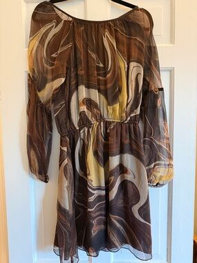 Haven brown swirl long-sleeve dress